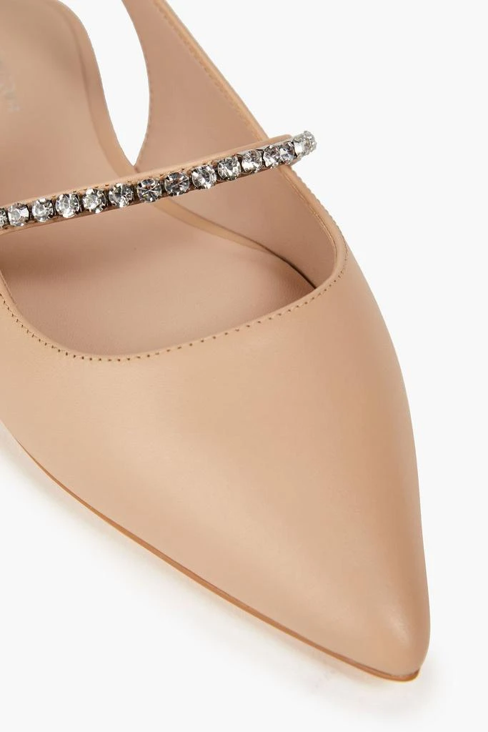 商品Stuart Weitzman|Crystalline embellished leather slingback point-toe flats,价格¥1707,第4张图片详细描述