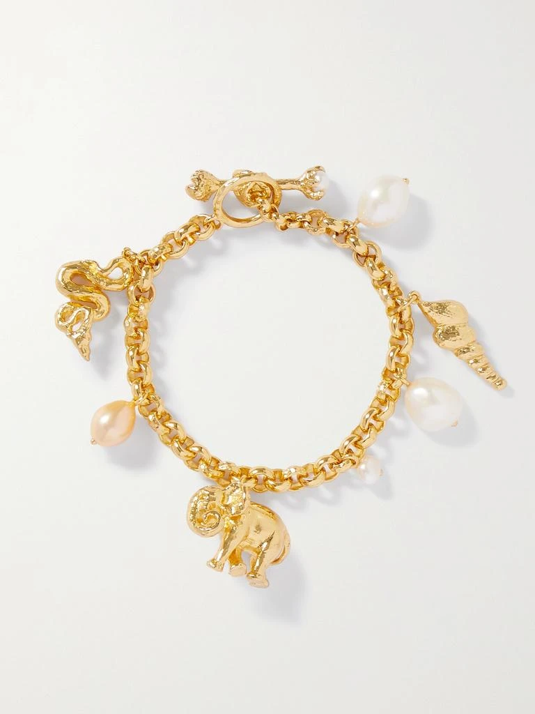 商品PACHAREE|Spirit Animal 珍珠吊饰镀金手链,价格¥2687,第1张图片