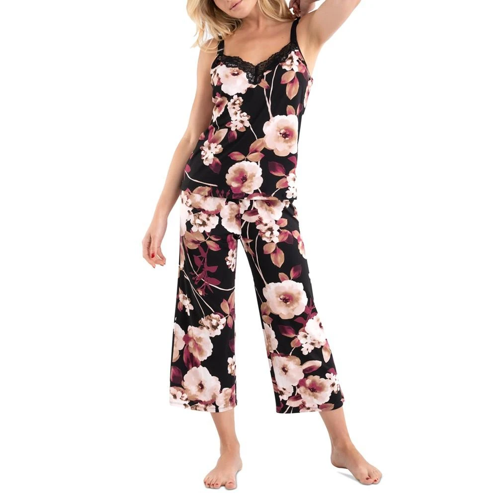 商品Linea Donatella|Women's Floral-Print Ariella Cropped Lace-Trimmed 2-Pc. Pajama Set,价格¥193,第1张图片