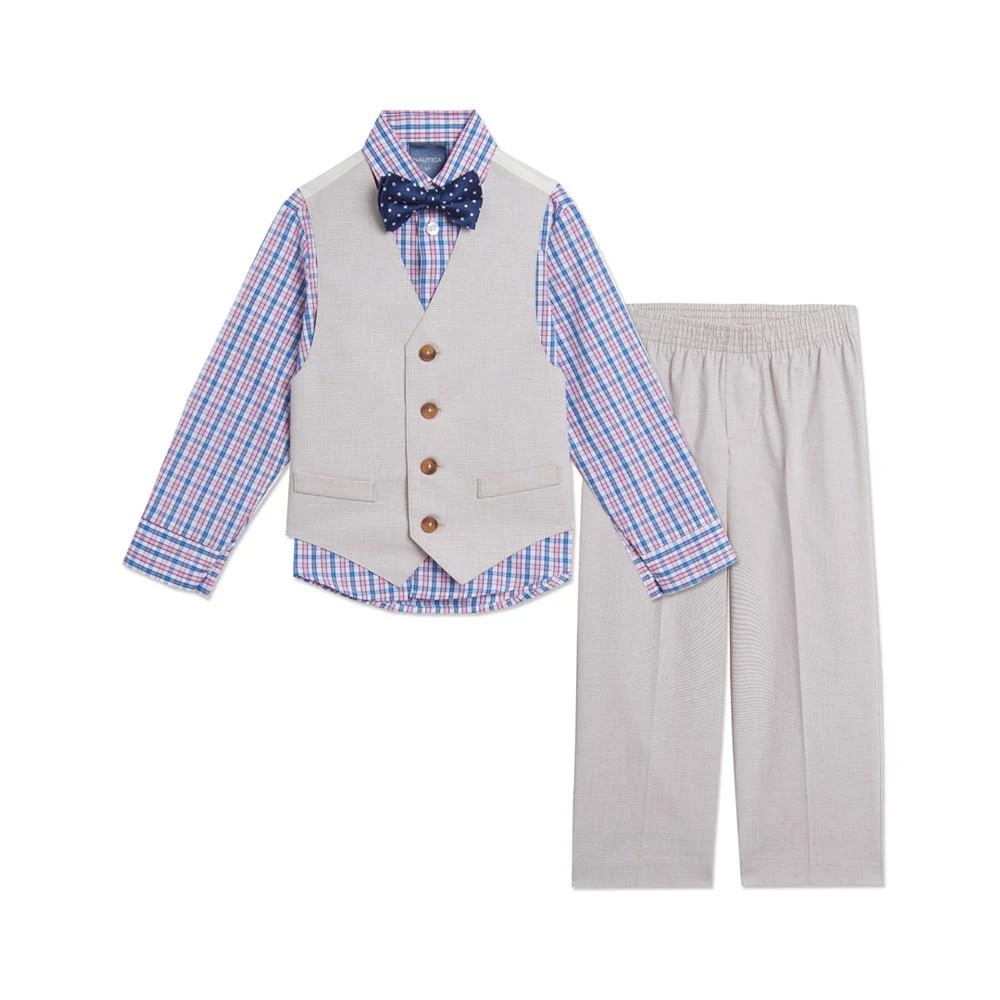 商品Nautica|Little Boys Heather Check Vest, 4-piece Set,价格¥482,第1张图片