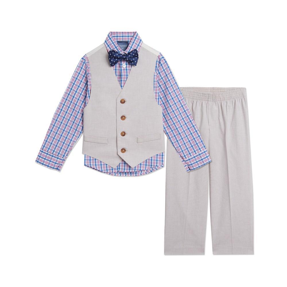 商品Nautica|Little Boys Heather Check Vest, 4-piece Set,价格¥477,第1张图片