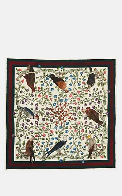 商品Gucci|Bird & Floral Print Silk Twill Pocket 方巾,价格¥1084,第2张图片详细描述