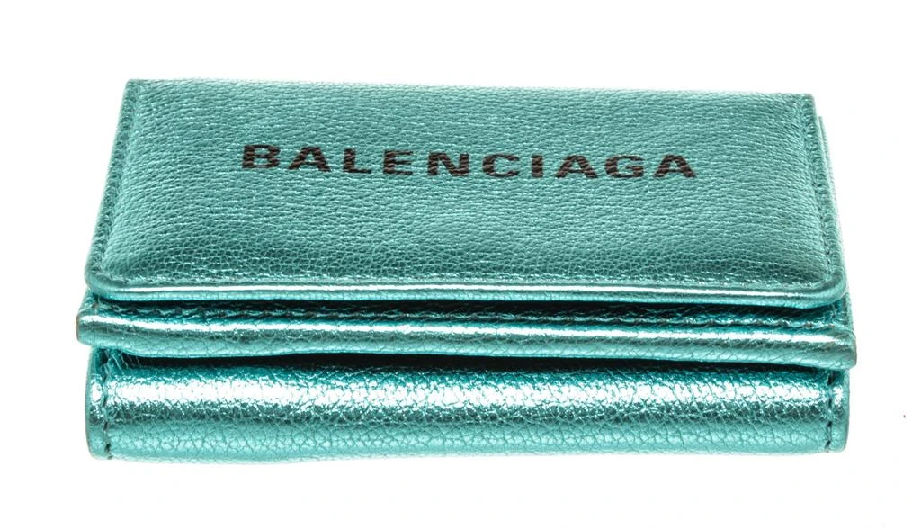 商品[二手商品] Balenciaga|Balenciaga Blue Leather Logo Trifold Wallet,价格¥3930,第4张图片详细描述