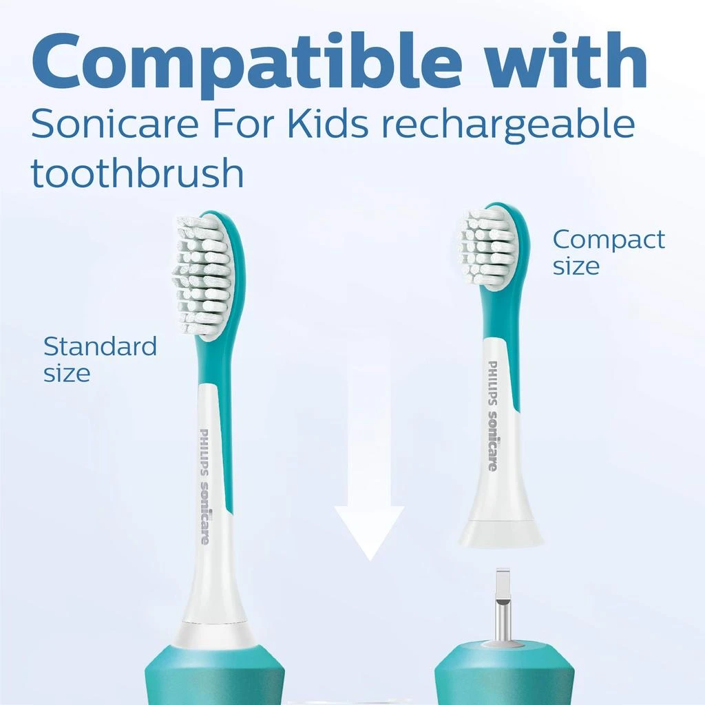 商品Philips Sonicare|Philips Sonicare for Kids 7+ Genuine Replacement Toothbrush Heads, 2 Brush Heads, Turquoise and White, Standard, HX6042/94,价格¥168,��第5张图片详细描述