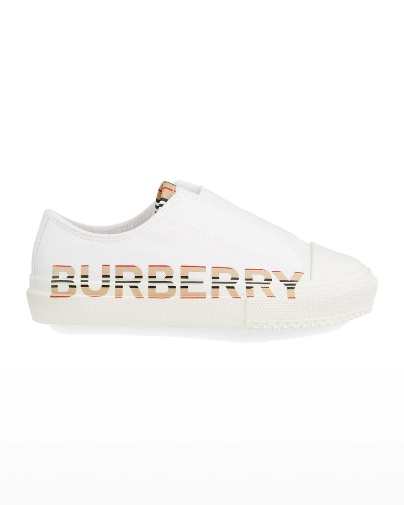 商品Burberry|Kid's Larkhall Icon Stripe Logo Gabardine Sneakers, Baby/Toddlers,价格¥874,第1张图片