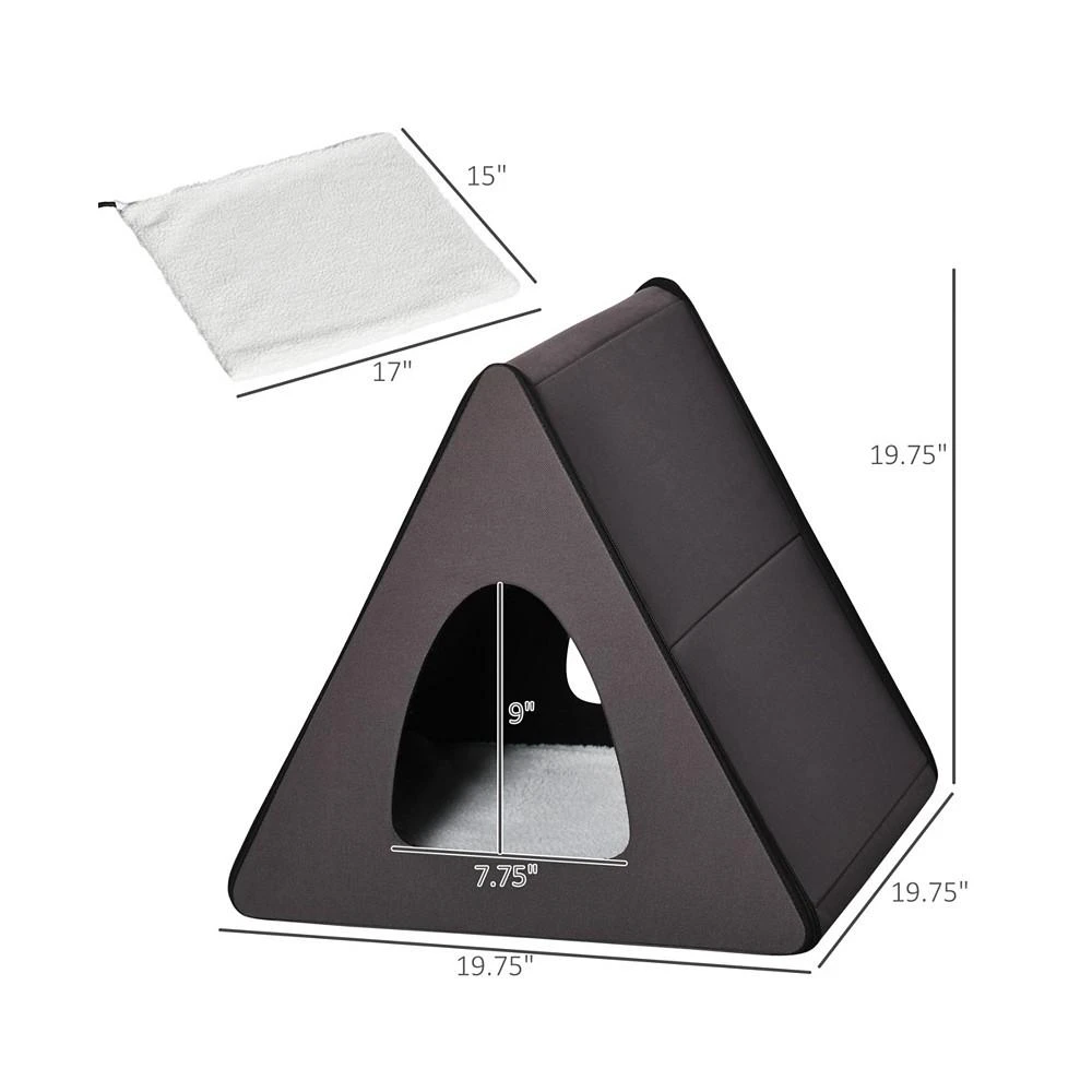 商品PawHut|Heated Soft Cat Pet Bed House Indoor Water resistant Warm Shelter,价格¥726,第3张图片详细描述