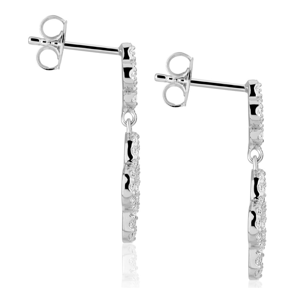 Suzy Levian Cubic Zirconia Sterling Silver Double Clover Dangle Earrings商品第2张图片规格展示