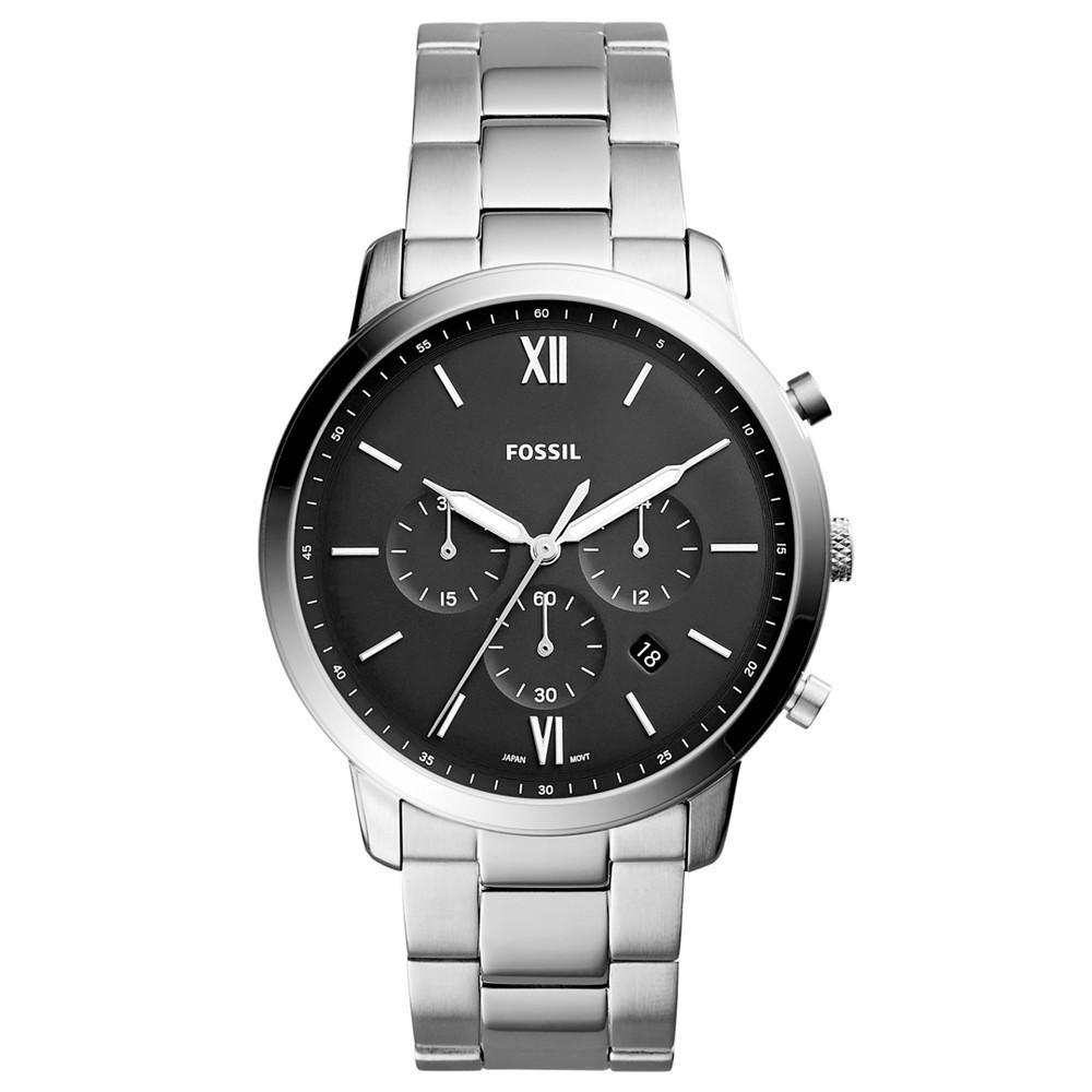 商品Fossil|Men's Neutra Chronograph Stainless Steel Bracelet Watch 44mm,价格¥1306,第1张图片