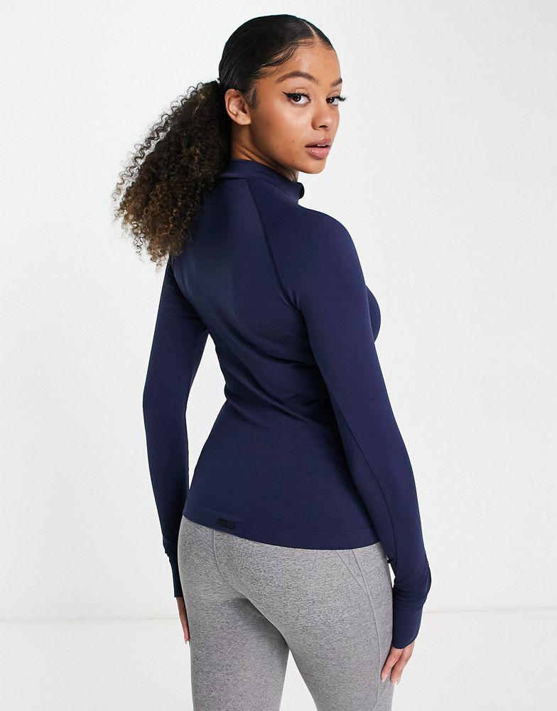 ASOS 4505 Tall 1/4 zip seamless long sleeve top in navy商品第2张图片规格展示