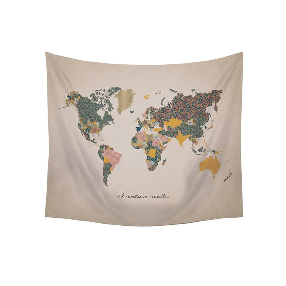 商品Stratton Home Décor|Stratton Home Decor "Adventure Await" Map Wall Tapestry,价格¥286,第1张图片