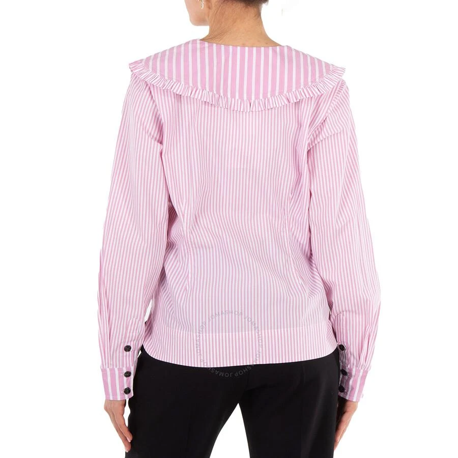 商品Ganni|Ladies Ruffled Striped Organic Cotton-Poplin V-Neck Blouse,价格¥322,第3张图片详细描述