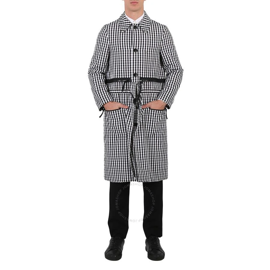 商品Burberry|Men's Black Pattern Gingham Technical Wool Loop-back Car Coat,价格¥3104,第1张图片