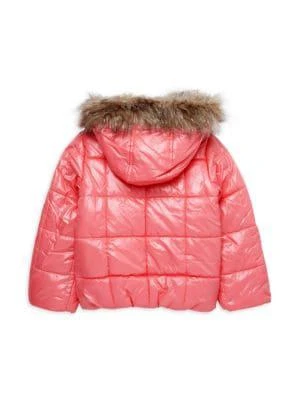 商品Tommy Hilfiger|Little Girl’s Faux Fur High Shine Puffer Jacket,价格¥223,第2张图片详细描述