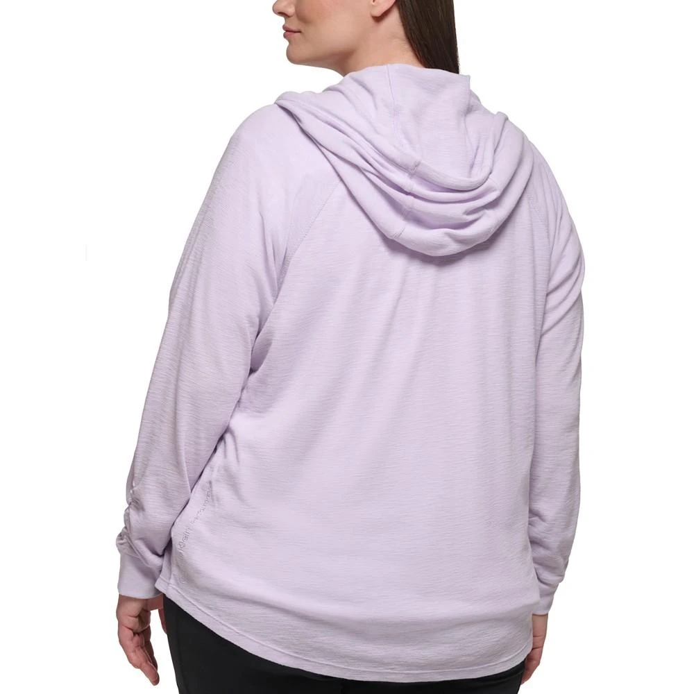 商品Calvin Klein|Plus Size Ruched-Sleeve Zip Hoodie,价格¥225,第2张图片详细描述