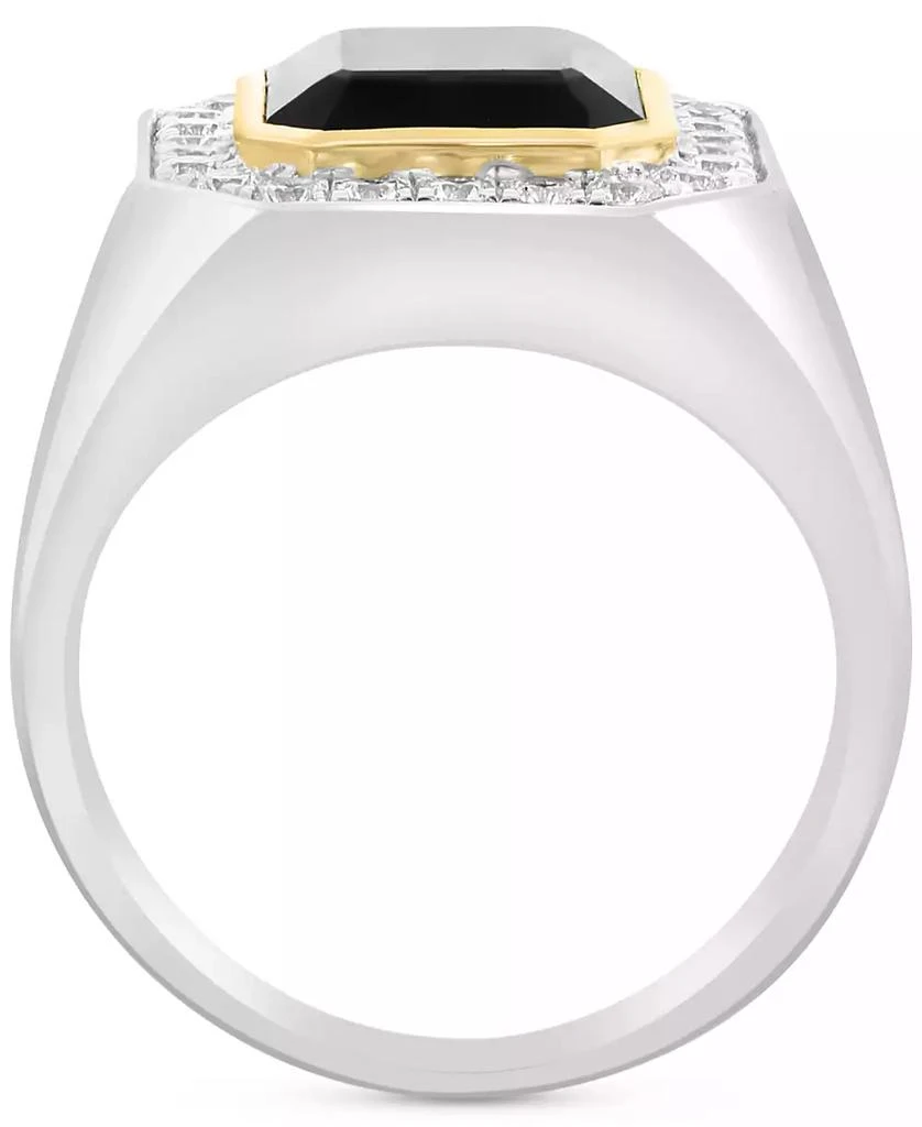 商品Effy|EFFY® Men's Onyx (6 ct. t.w.) & White Zircon (2 ct. t.w.) Ring in 14k Gold Over Sterling Silver & Sterling Silver,价格¥2048,第3张图片详细描述