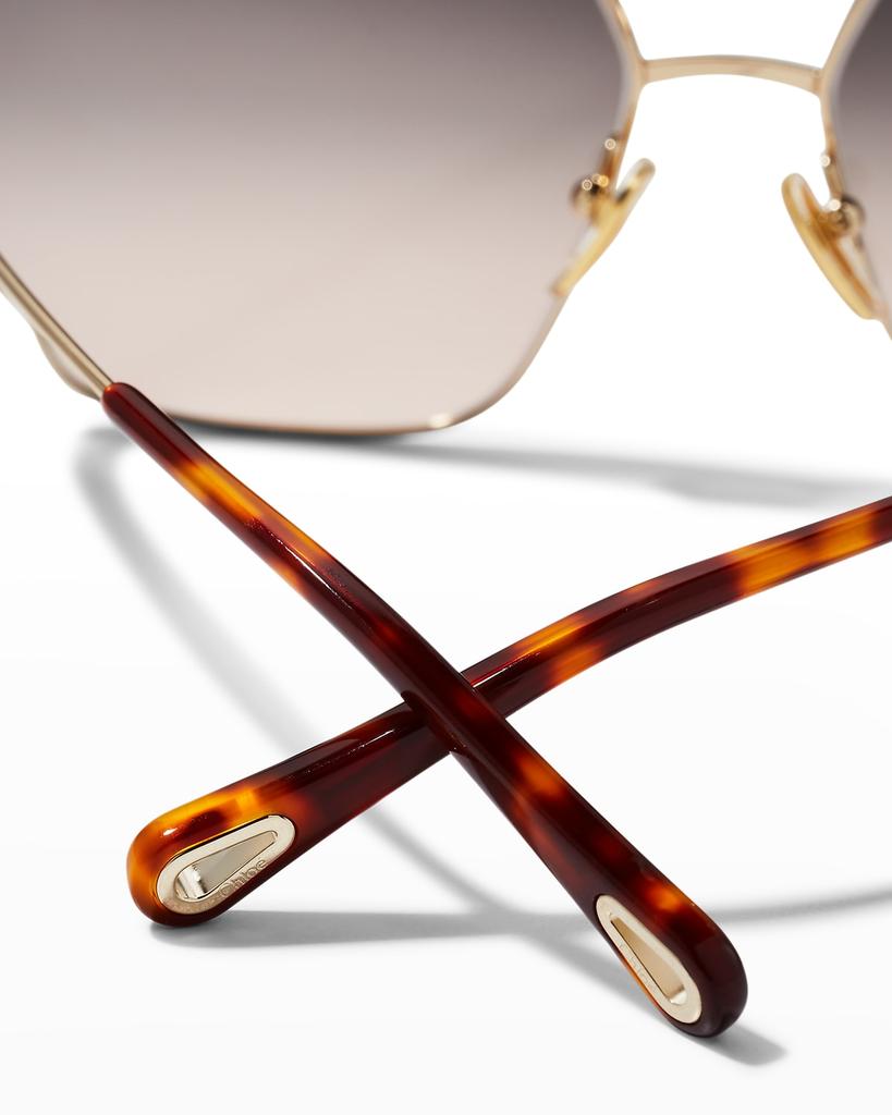 Oversized Geo Rectangle Metal Sunglasses商品第4张图片规格展示