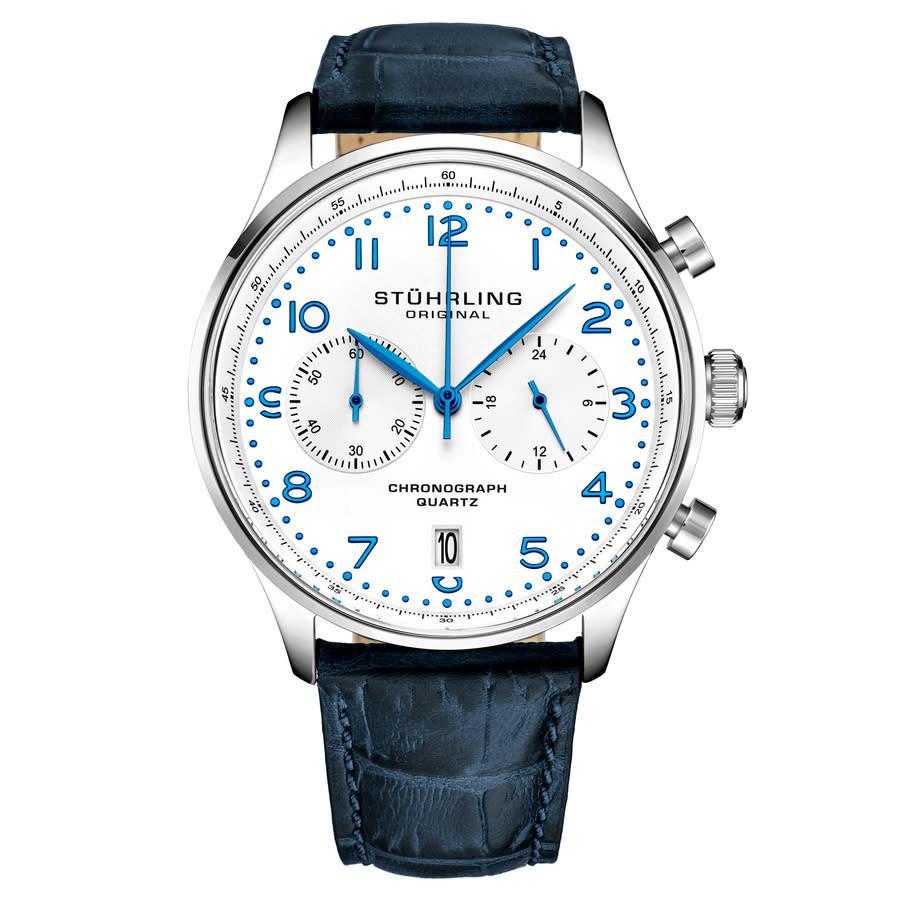 商品Stuhrling Original|Monaco Chronograph Quartz White Dial Mens Watch M16840,价格¥996,第1张图片