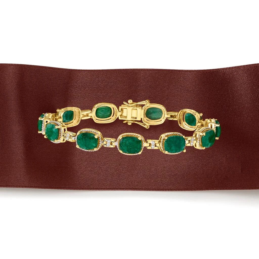 商品Ross-Simons|Emerald and . Diamond Bracelet in 18kt Gold Over Sterling,价格¥2188,第3张图片详细描述