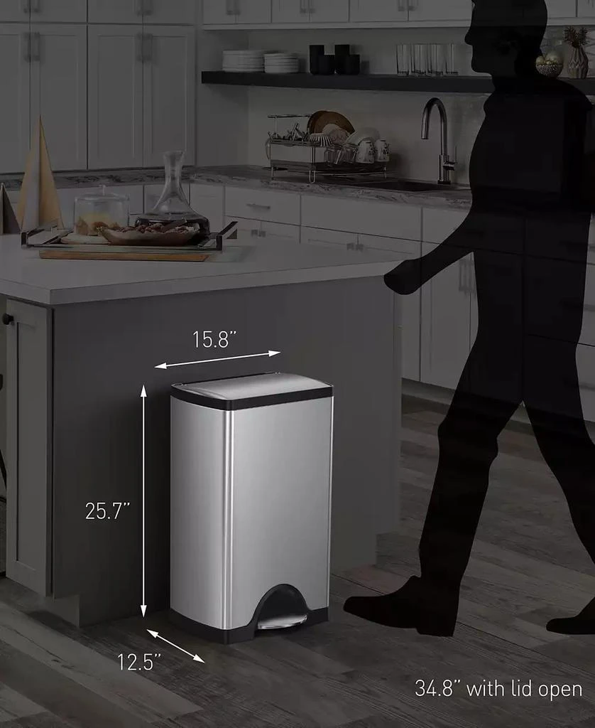 商品simplehuman|38-Liter Deluxe Rectangular Step Trash Can,价格¥763,第5张图片详细描述