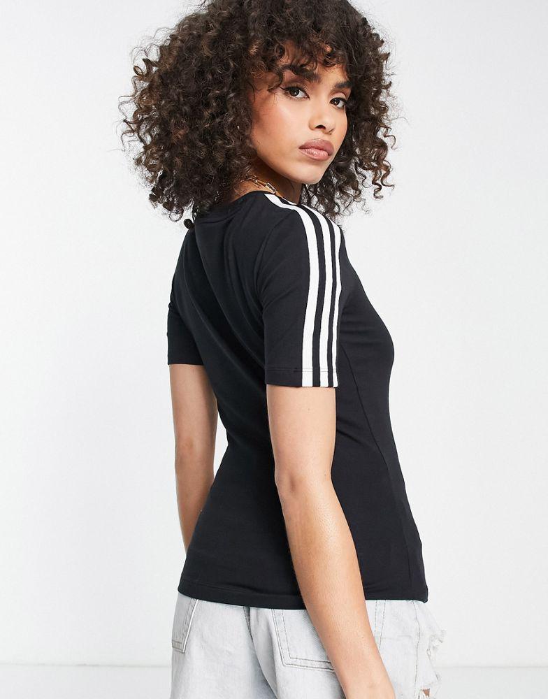 adidas Originals Lock Up Three Stripe t-shirt in Black商品第4张图片规格展示