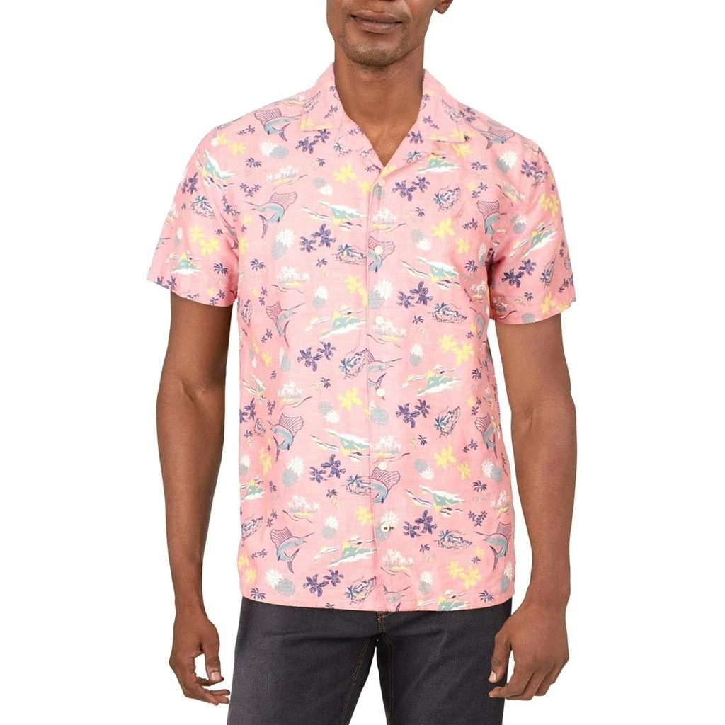 商品Nautica|Nautica Mens Printed Linen Blend Button-Down Shirt,价格¥85,第1张图片