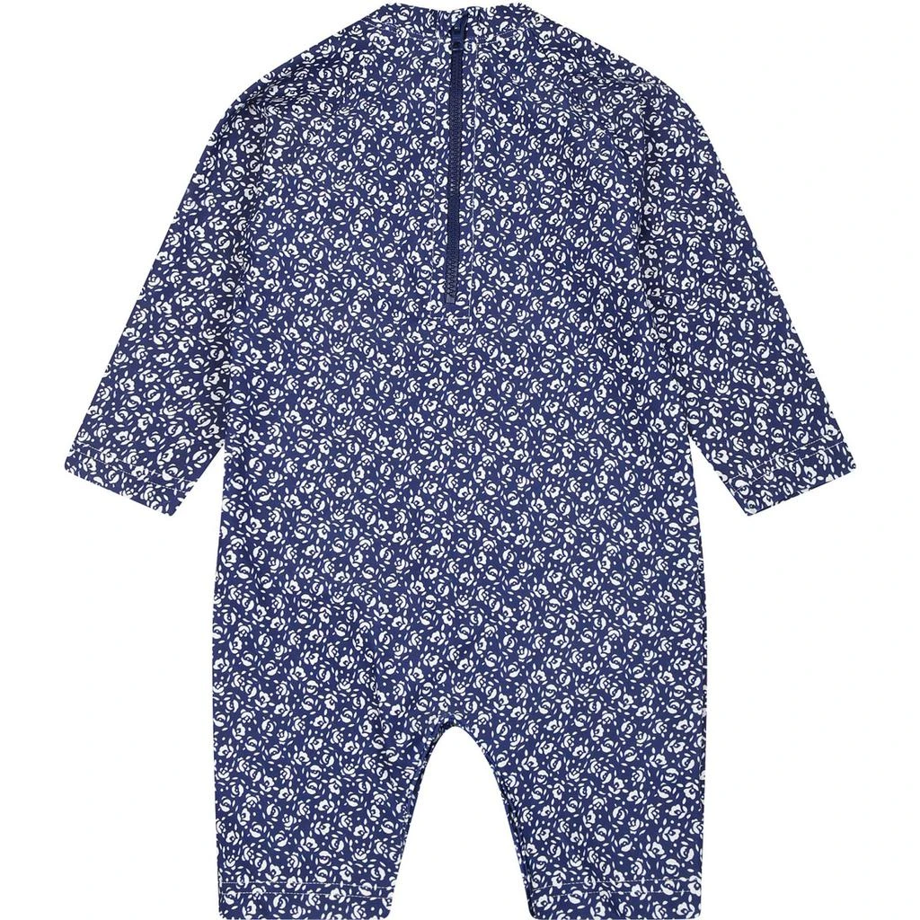 商品PETIT BATEAU|Blue Anti Uv Babygrowfor Baby Girl With Flowers Print,价格¥641,第2张图片详细描述
