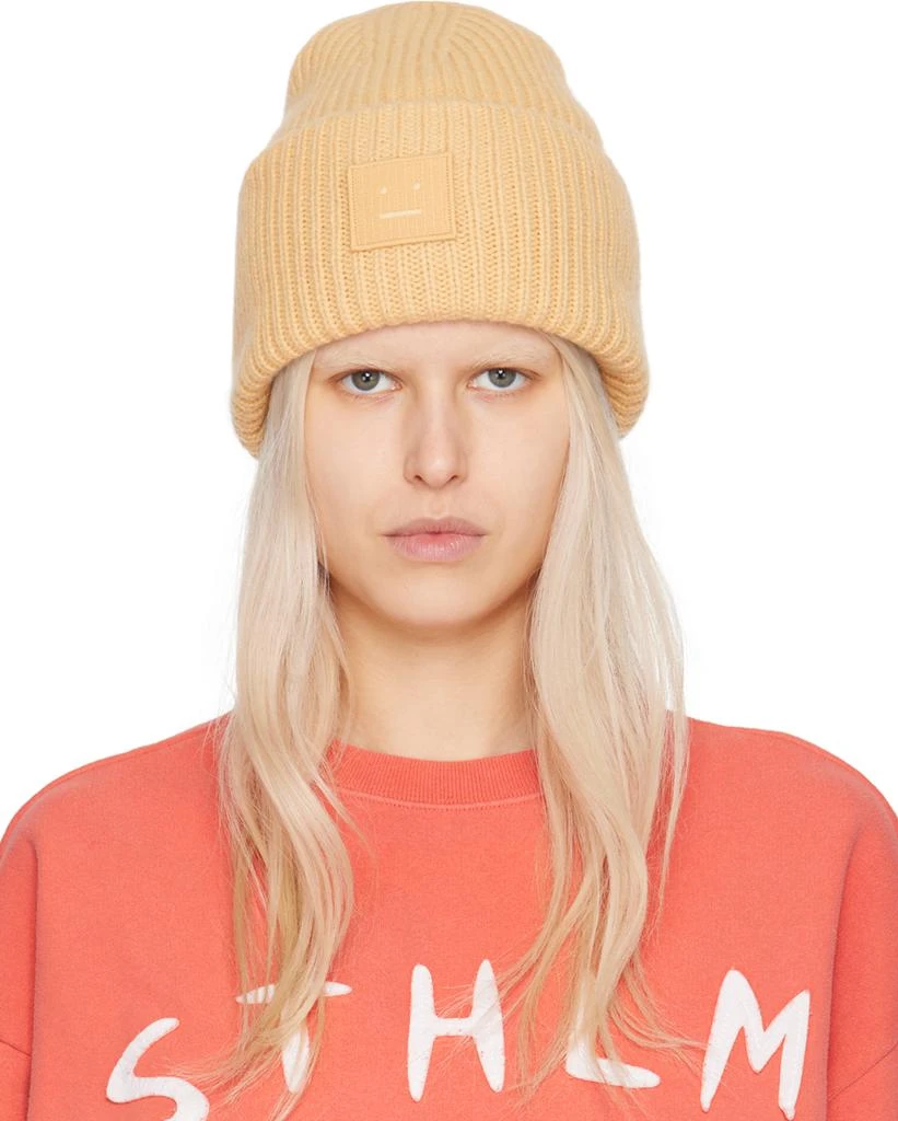 商品Acne Studios|Beige Large Face Logo Beanie,价格¥1417,第1张图片