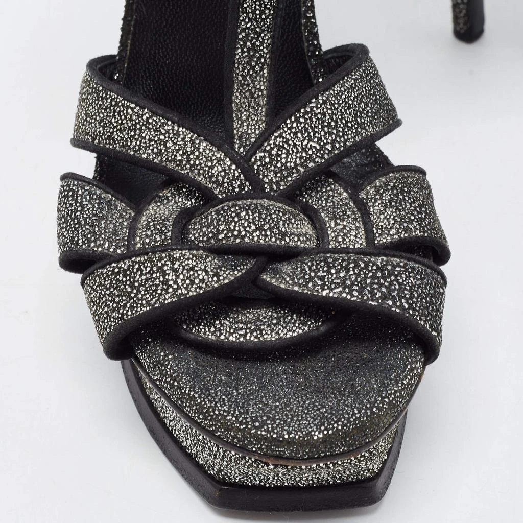 Saint Laurent Two Tone Glitter Suede Tribute Sandals Size 39 商品