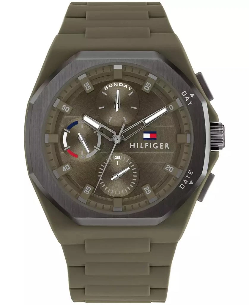 商品Tommy Hilfiger|Men's Multifunction Green Silicone Watch 44mm,价格¥771,第1张图片