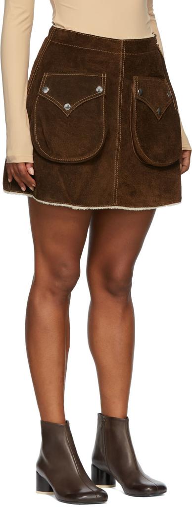 Brown Calfskin Miniskirt商品第2张图片规格展示