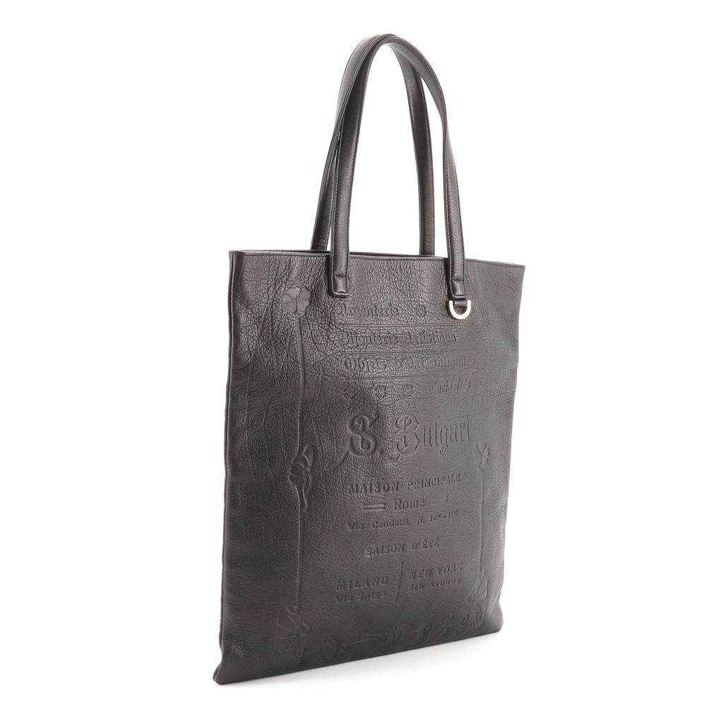 Bvlgari Flat Tote Embosssed Leather Tall Black商品第1张图片规格展示