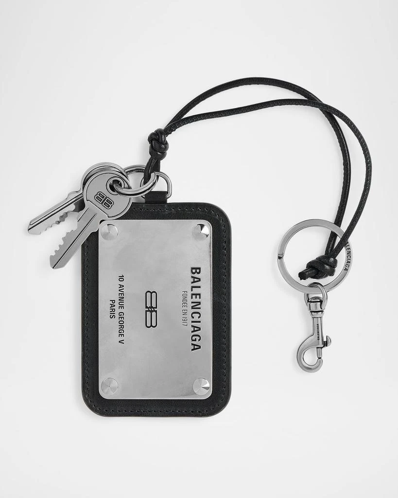 商品Balenciaga|Men's Logo Plate Keychain with Charms,价格¥7078,第1张图片
