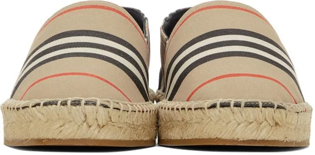 商品Burberry|驼色 Icon Stripe Alport 草编鞋,价格¥4821,第2张图片详细描述