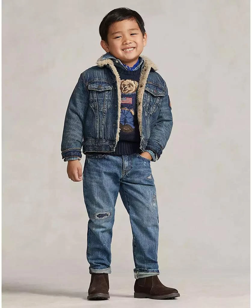 商品Ralph Lauren|Toddler and Little Boys Teddy Fleece–Lined Denim Trucker Jacket,价格¥854,第4张图片详细描述