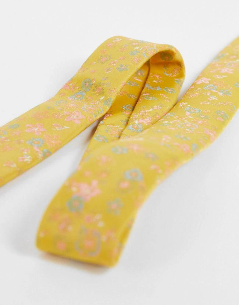 商品ASOS|ASOS DESIGN slim tie in gold ditsy floral,价格¥72,第3张图片详细描述