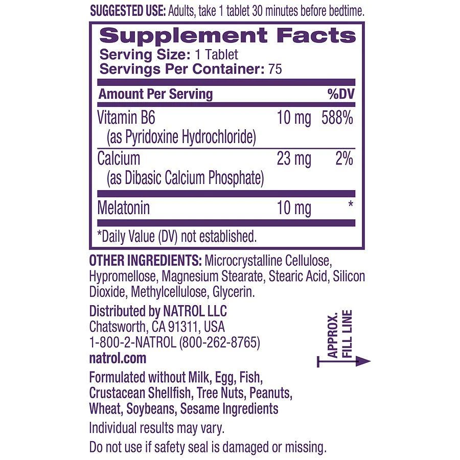 10mg Melatonin Advanced Sleep Aid Tablets with Vitamin B6 Unflavored 商品