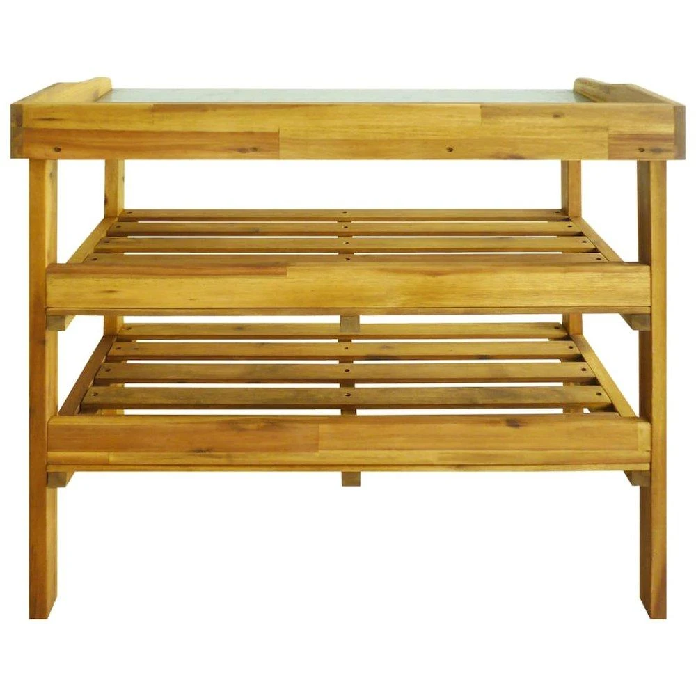 商品VidaXL|Potting Bench with 2 Shelves Solid Acacia Wood and Zinc, 43795,价格¥1153,第4张图片详细描述