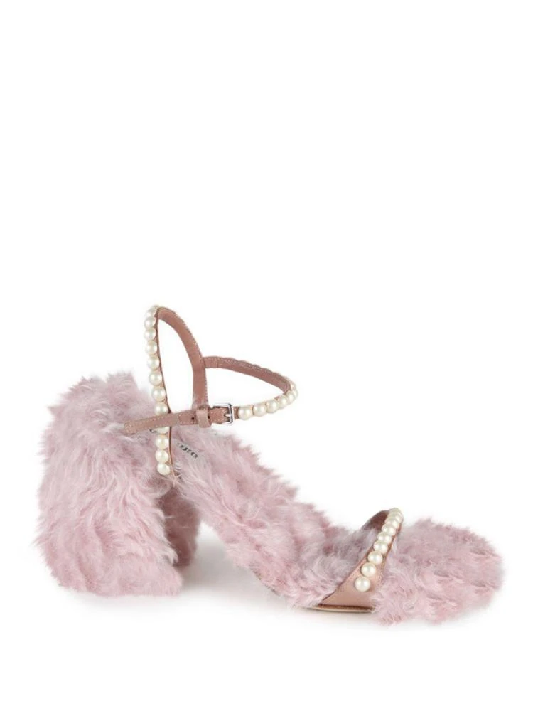 商品Miu Miu|Embellished Eco Shearling Ankle-Strap Sandals,价格¥5925,第5张图片详细描述