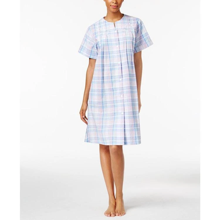 商品Miss Elaine|Plaid Snap-Front Robe,价格¥446,第2张图片详细描述