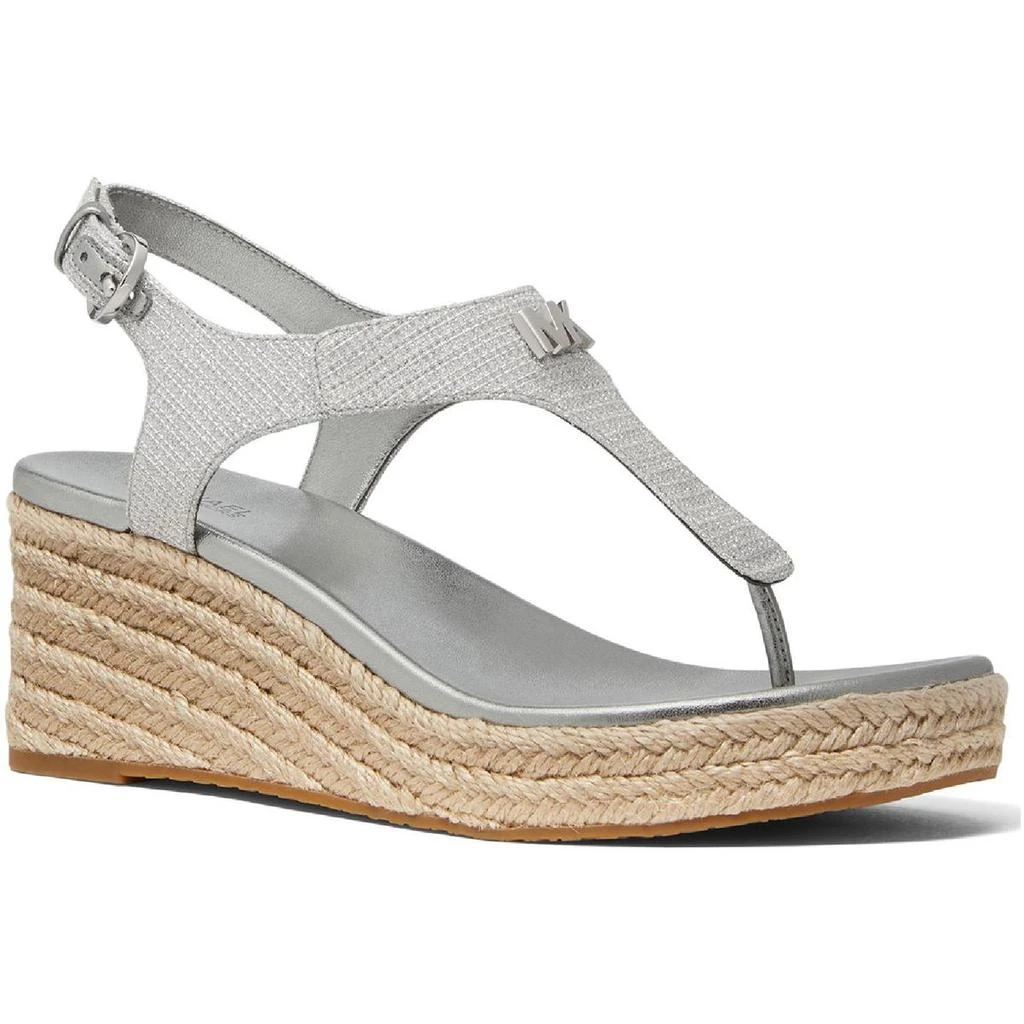 商品Michael Kors|MICHAEL Michael Kors Womens Laney Leather Logo Wedge Sandals,价格¥320,第1张图片