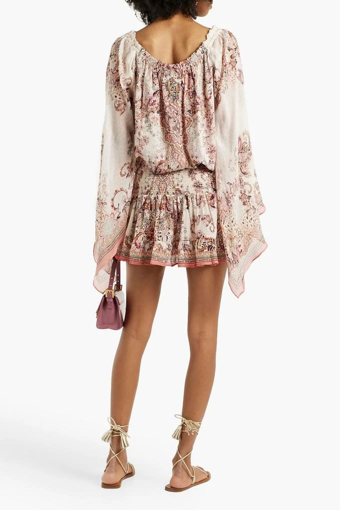 商品Camilla|Crystal-embellished printed cotton and silk-blend mini skirt,价格¥1847,第3张图片详细描述