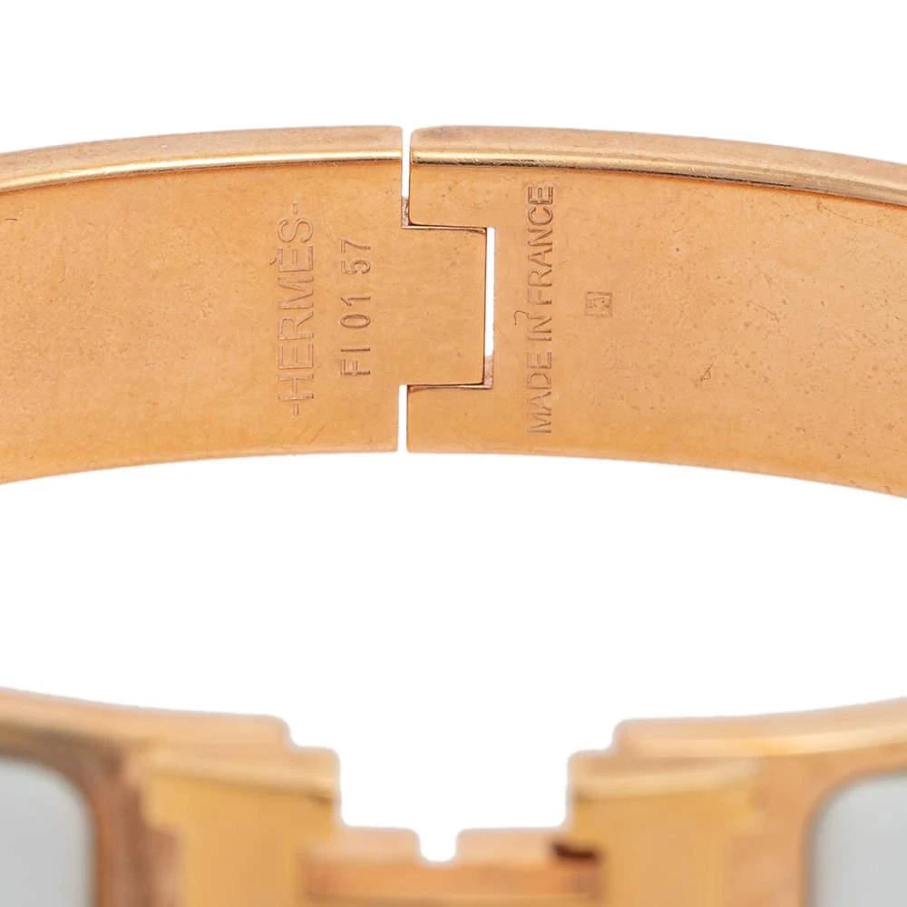 Hermes White Enamel Gold Plated Clic H Bracelet 商品