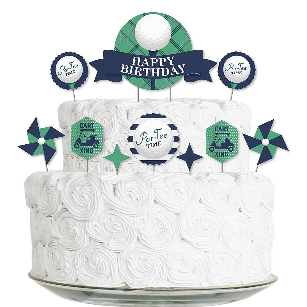 商品Big Dot of Happiness|Par-Tee Time - Golf - Birthday Party Cake Decorating Kit - Cake Topper Set 11 Pc,价格¥119,第1张图片