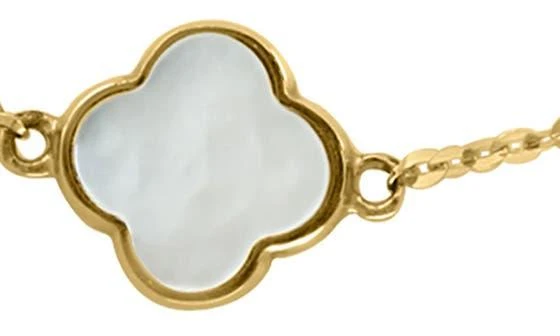 商品Effy|14K Yellow Gold Clover Mother of Pearl & Freshwater Pearl Bracelet,价格¥4283,第3张图片详细描述