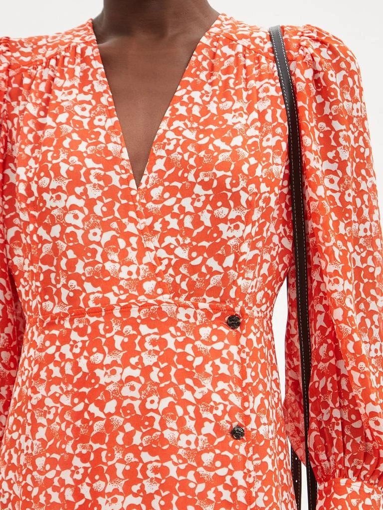商品Ganni|Balloon-sleeve floral-print crepe midi dress,价格¥993,第3张图片详细描述