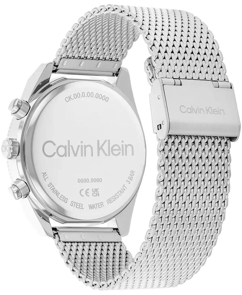 商品Calvin Klein|Men's Multifunction Silver-Tone Stainless Steel Mesh Bracelet Watch 44mm,价格¥850,第3张图片详细描述