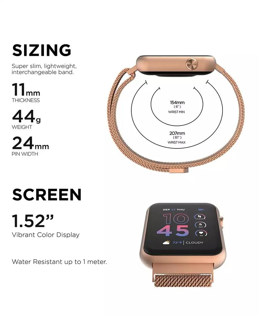 商品iTouch|Air 4 Unisex Rose Gold-Tone Mesh Bracelet Smartwatch 41mm,价格¥374,第2张图片详细描述