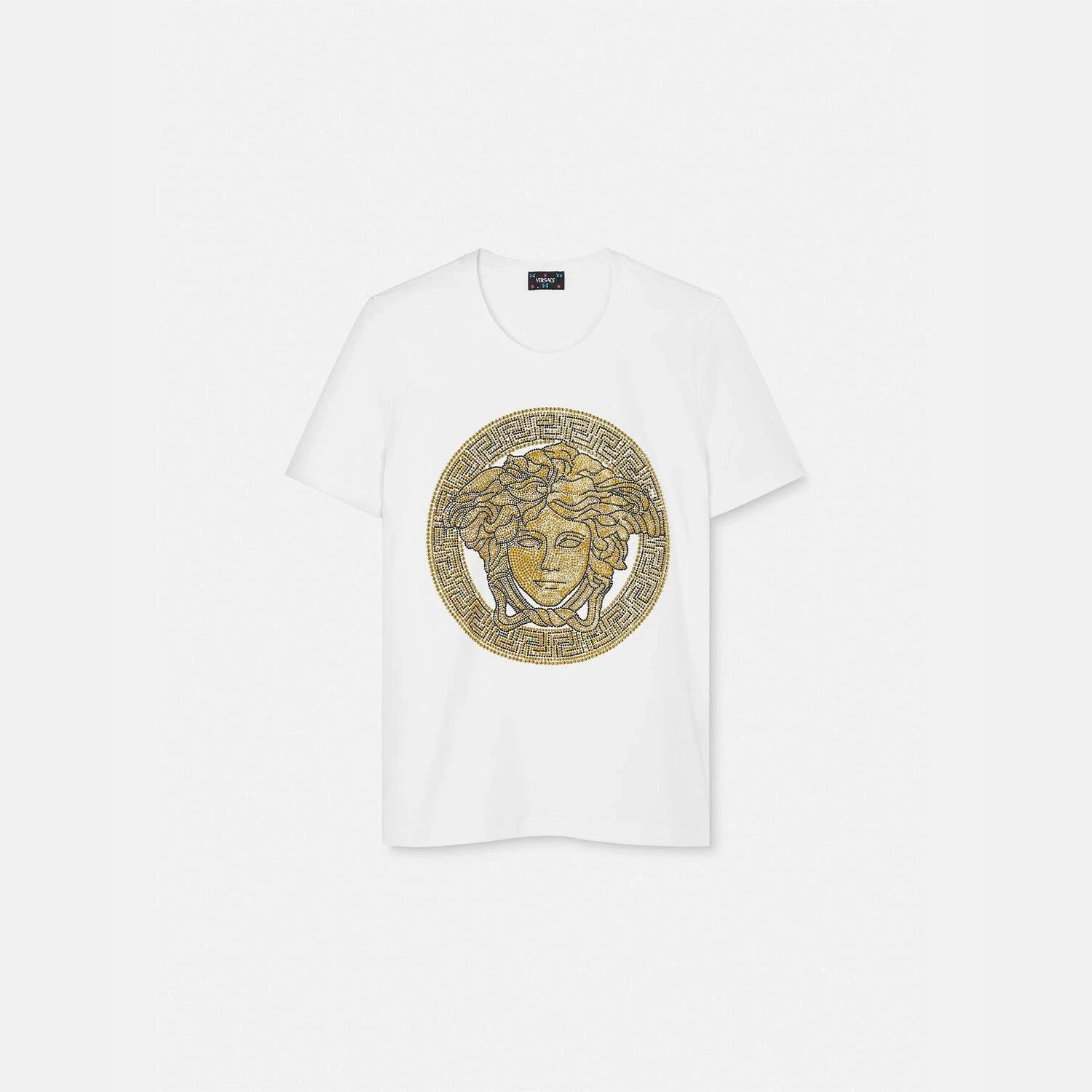 商品Versace|【预售】 范思哲 25春夏 女士 短袖T恤 水晶La Medusa T恤 1011741-1A08607_2W110 ,价格¥11316,第1张图片