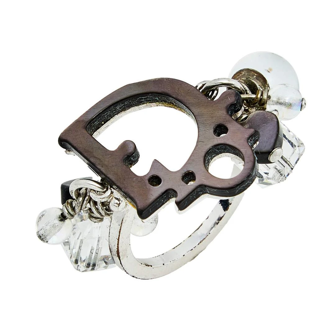 商品[二手商品] Dior|Dior Grey/Silver Resin And Faux Crystal Logo Charm Ring Size EU 54,价格¥810,第3张图片详细描述