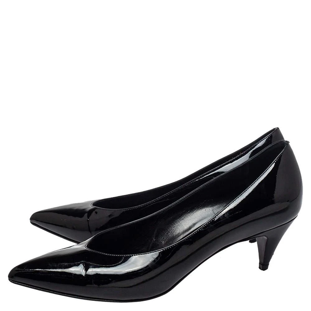 商品[二手商品] Yves Saint Laurent|Saint Laurent Black Patent Leather Kitten Heel Pumps Size 37.5,价格¥801,第4张图片详细描述